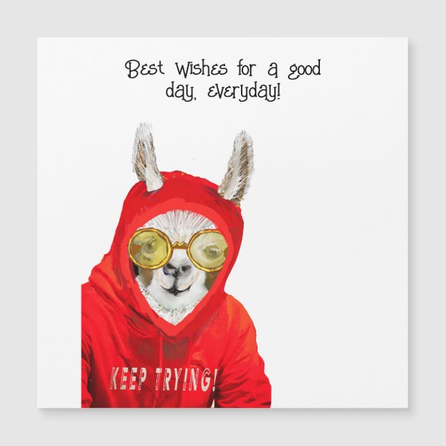 Cute, Kind, Fun Mama Llama, Keep Trying Magnetic   (Front)