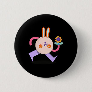 Cute Kind Rabbit Is Going To Say Happy Birthday St 6 Cm Round Badge