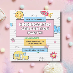 Cute Kindergarten Graduation Party Invitation