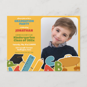Cute Kindergarten Graduation Party Invitation Postcard