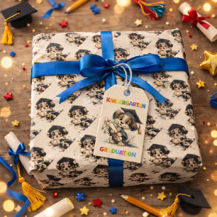 Cute Kindergarten Graduation Puppy Illustration Gift Tags