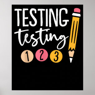 Cute Kindergarten Teacher Black Testing Day Poster