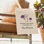 Cute Kindergarten Teacher Gift Tote Bag<br><div class="desc">A sweet thank you teacher tote bag featuring a kids drawing of a child with purple flowers,  the saying "if teachers were flowers,  I would pick you!",  and teachers name.</div>