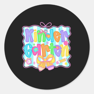 Cute Kindergarten Teacher Leopard Coquette Pencil  Classic Round Sticker