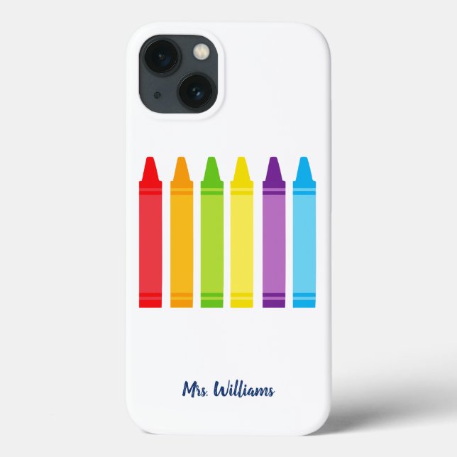 Cute Kindergarten Teacher Personalised Crayon Case-Mate iPhone Case (Back)