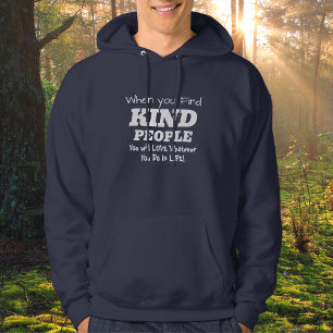 Cute Kindness Black White Typography Hoodie