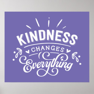 cute kindness inspirational word art poster