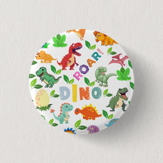 Cute Kinds of Dinosaurs Seamless 3 Cm Round Badge (Front)