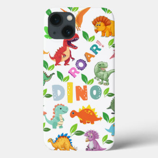 Cute Kinds of Dinosaurs Seamless iPhone 13 Case