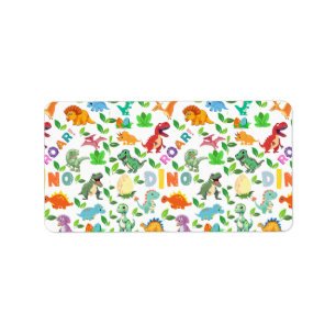 Cute Kinds of Dinosaurs Seamless Label