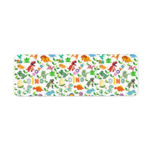 Cute Kinds of Dinosaurs Seamless Return Address Label