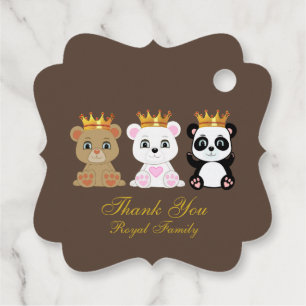 Cute King Bears Thank You on Brown Favour Tags