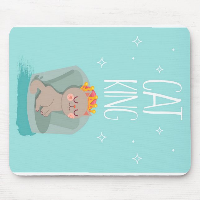 Cute King Cat, Cute Kitten Gift, Cat Lover Gift Mouse Pad (Front)