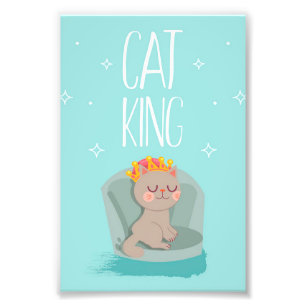 Cute King Cat, Cute Kitten Gift, Cat Lover Gift Photo Print