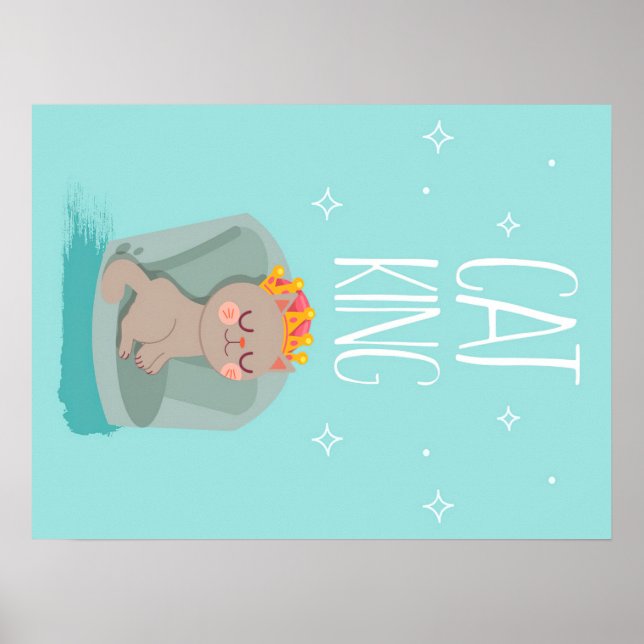 Cute King Cat, Cute Kitten Gift, Cat Lover Gift Poster (Front)