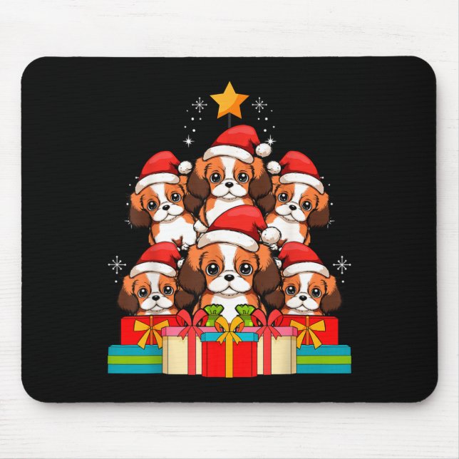 Cute King Charles Cavalier Le Dog Christmas Tree X Mouse Pad (Front)