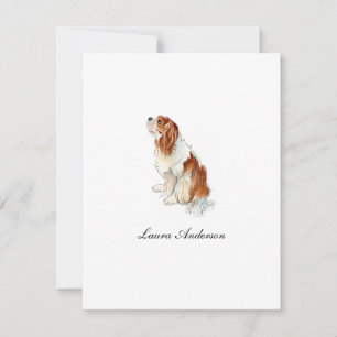 Cute King Charles Spaniel watercolor Flat Thank You Card
