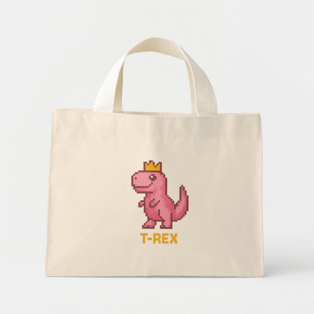 Cute King Dinosaur - Trex Mini Tote Bag (Front)