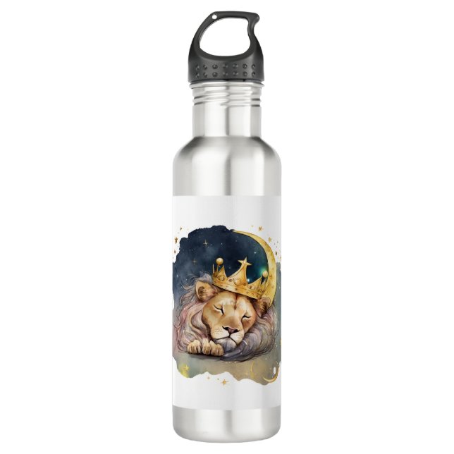 Cute  king Lion Sleeping On The Moon               710 Ml Water Bottle (Front)