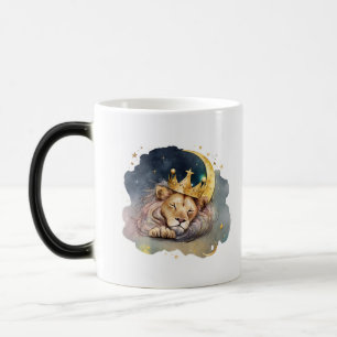 Cute  king Lion Sleeping On The Moon               Magic Mug