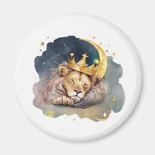Cute king Lion Sleeping On The Moon Magnet