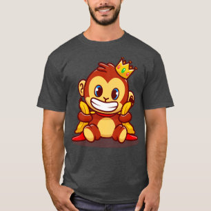 Cute King Monkey Holding Banana Cartoon T-Shirt