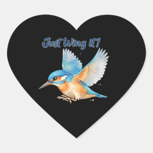 Cute Kingfisher Heart Sticker