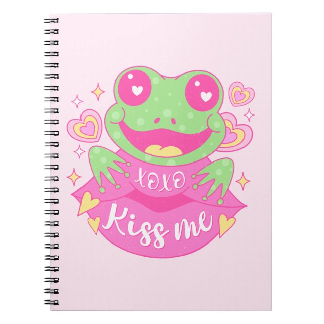 Cute Kiss Me Frog - Xoxo Notebook (Front)