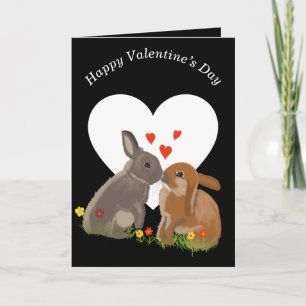 Cute Kissing Bunnies Valentines Holiday Card