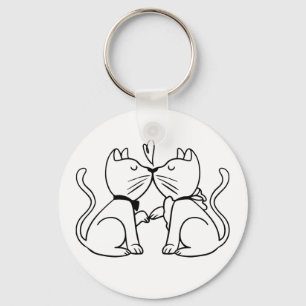 Cute Kissing Cats Black White Kitten Kitty Cat Mum Key Ring