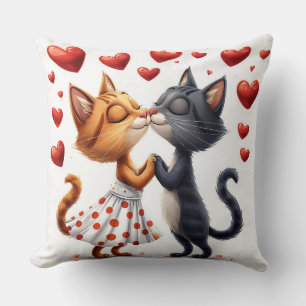 💕 Cute Kissing Cats Romantic Love Cosy Cushion