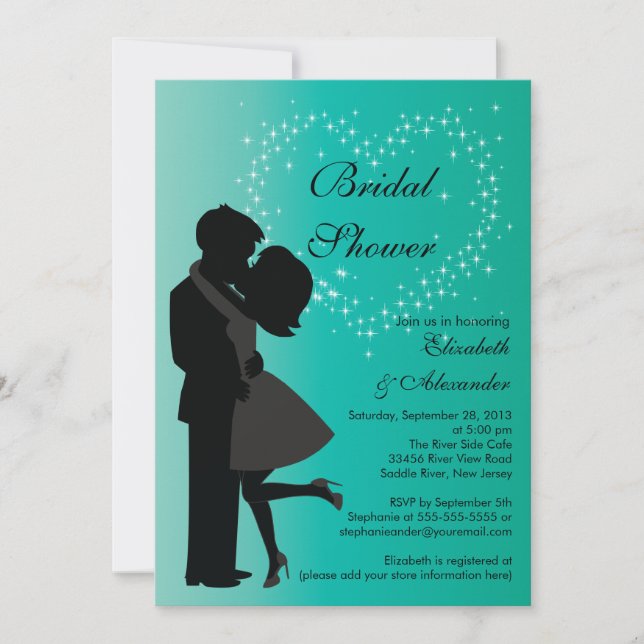 Cute Kissing Couple in Love Bridal Shower Invitation (Front)