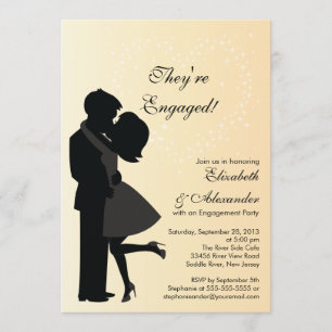 Cute Kissing Couple in Love Engagement Party Invitation