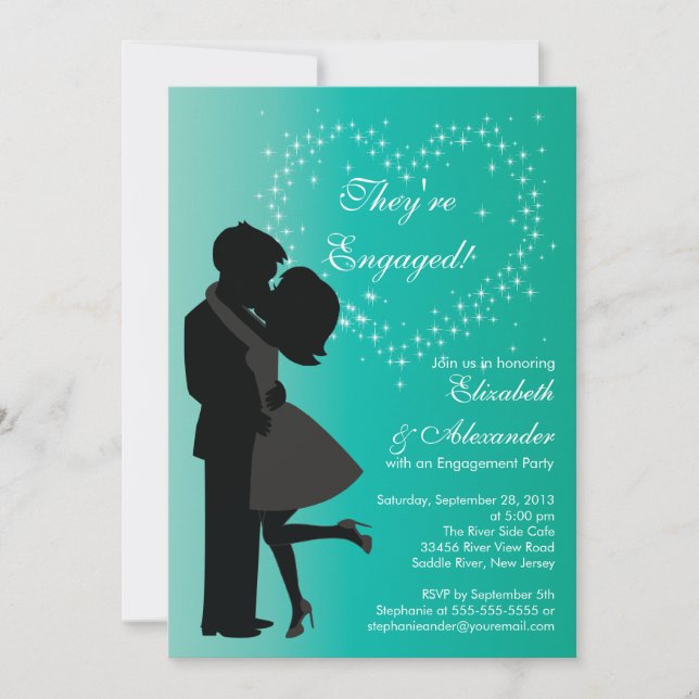 Cute Kissing Couple in Love Engagement Party Invitation (Front)