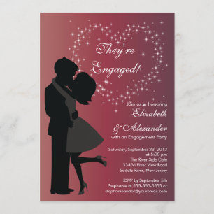 Cute Kissing Couple in Love Engagement Party Invitation
