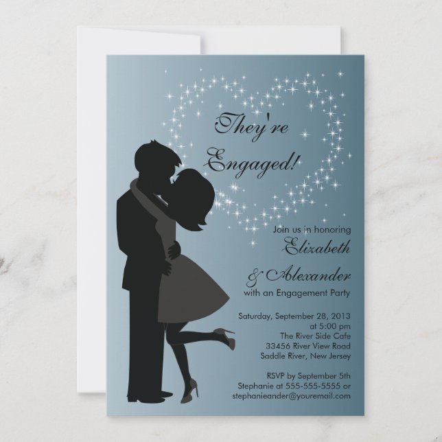 Cute Kissing Couple in Love Engagement Party Invitation (Front)