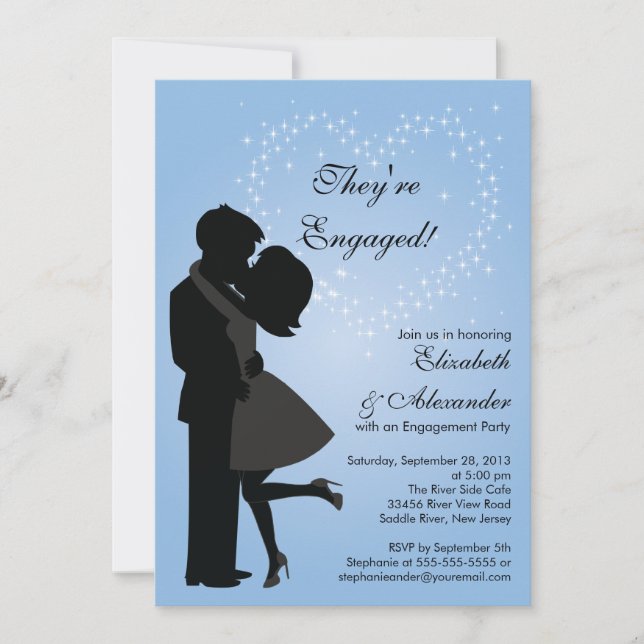 Cute Kissing Couple in Love Engagement Party Invitation (Front)