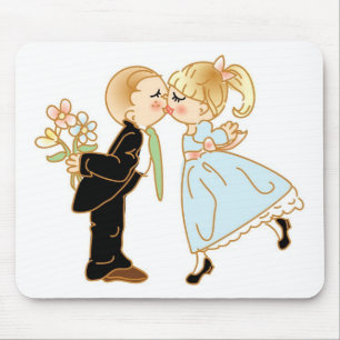 Cute Kissing Couple Mouse Pad