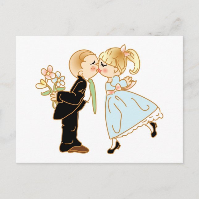 Cute Kissing Couple Postcard (Front)