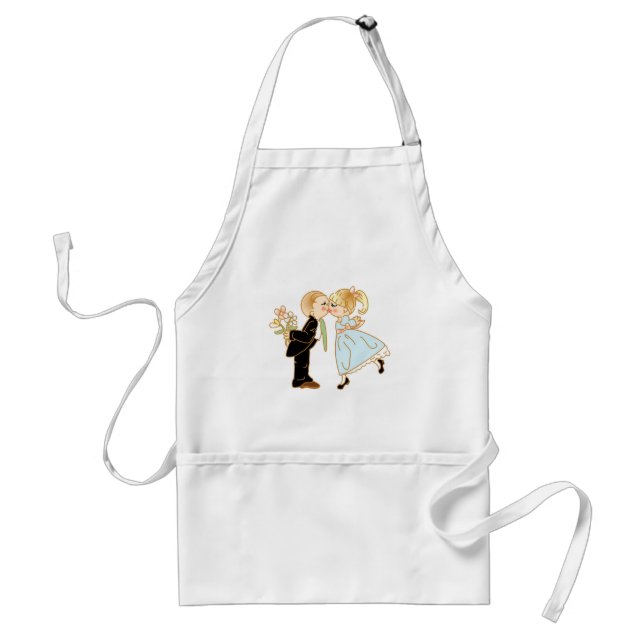 Cute Kissing Couple Wedding Reception Standard Apron (Front)