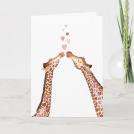 Cute kissing giraffes Valentine's Day card