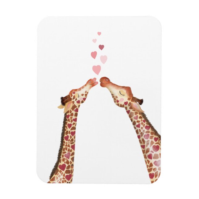 Cute kissing giraffes Valentine's magnet (Vertical)