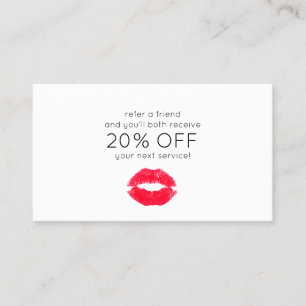 Cute Kissing Lips Customer Referral Card