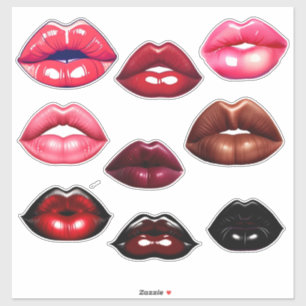 Cute Kissing Lips-Pink-Red-Maroon-Brown-Black