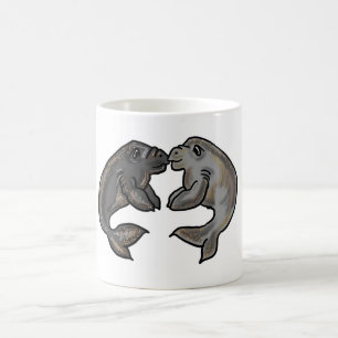 Cute kissing manatees design coffee mug