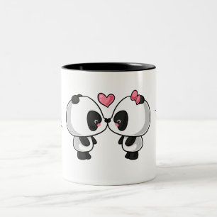 Cute Kissing Pandas I Love You... Two-Tone Coffee Mug