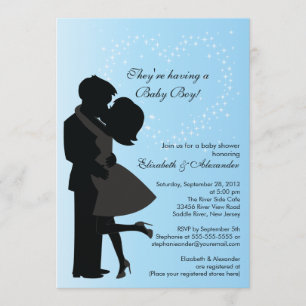 Cute Kissing Pregnant Couple in Love Baby Shower Invitation