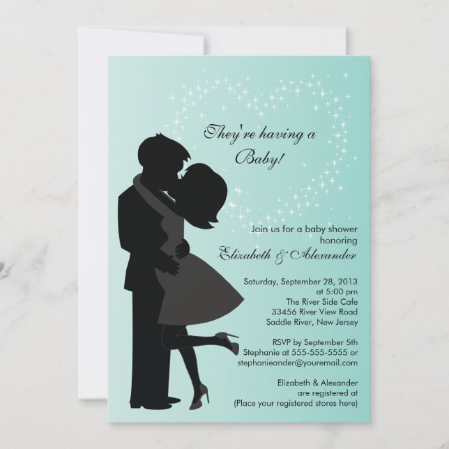 Cute Kissing Pregnant Couple in Love Baby Shower Invitation (Front)