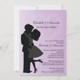 Cute Kissing Pregnant Couple in Love Baby Shower Invitation