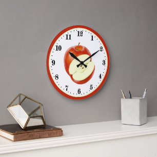 Cute kitchen apple fruit decor large clock
